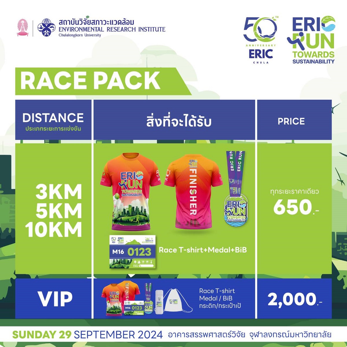 ขอเชิญผู้สนใจเข้าร่วมกิจกรรมเดิน-วิ่งเฉลิมพระเกียรติ ERIC RUN TOWARDS SUSTAINABILITY 2024 งานวิ่งรักษ์โลก ก้าวสู่ สิ่งแวดล้อม